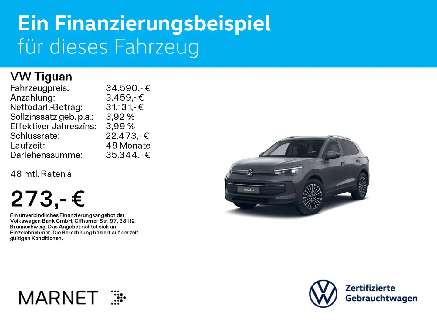 Volkswagen Tiguan 1.5 eTSI DSG LIFE*LED*AHK*KAMERA*NAVI*PDC Grau - 2