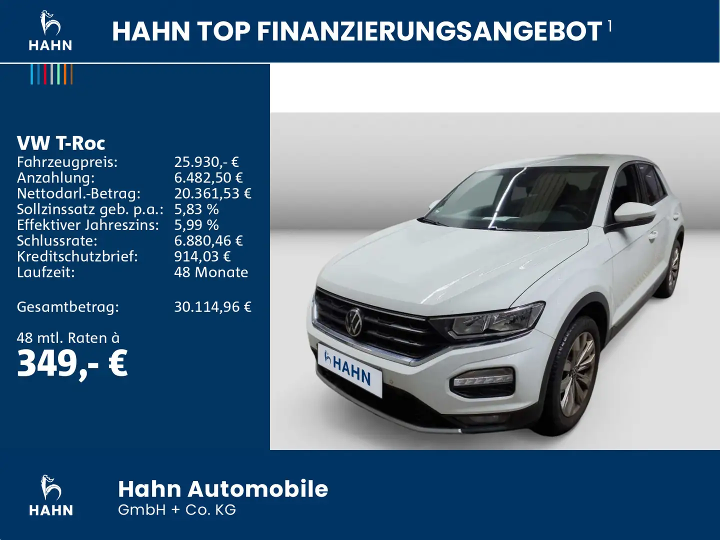 Volkswagen T-Roc 1.5TSI DSG Sport CAM NAV Climatronic Weiß - 2