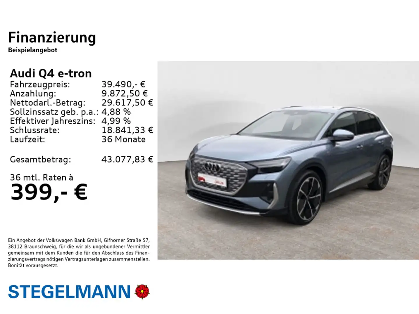 Audi Q4 e-tron 40 150kW/77kwH Edition one* S-Line Mat Blau - 2