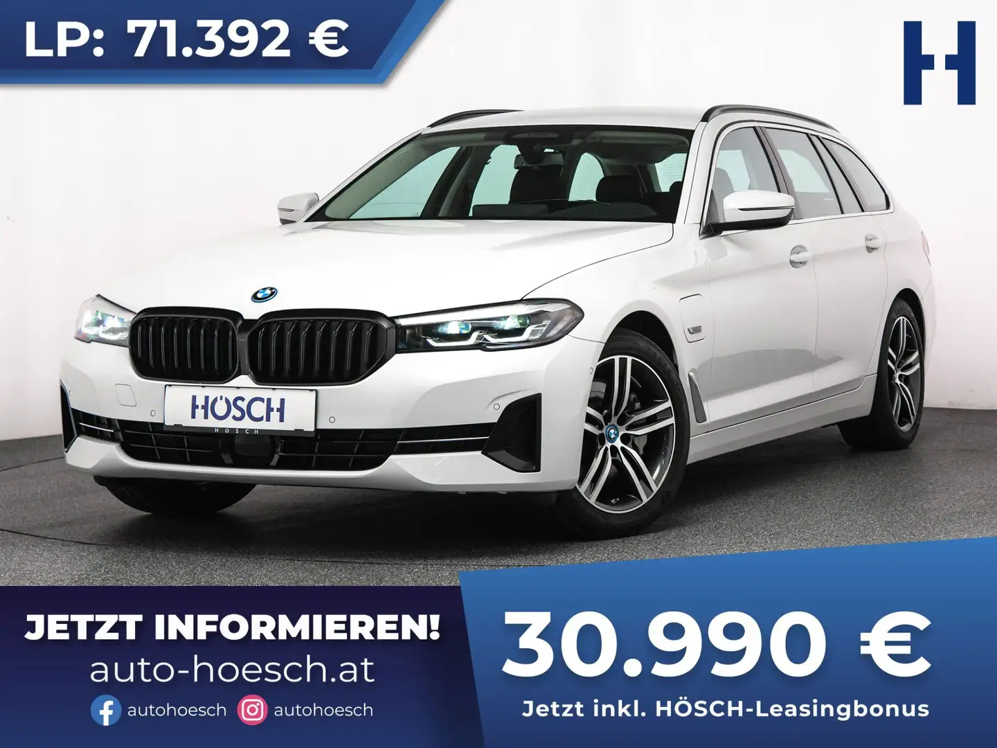 BMW 530 e Touring LIVE PROF LEDER AHK ACC -57% Blanc - 1