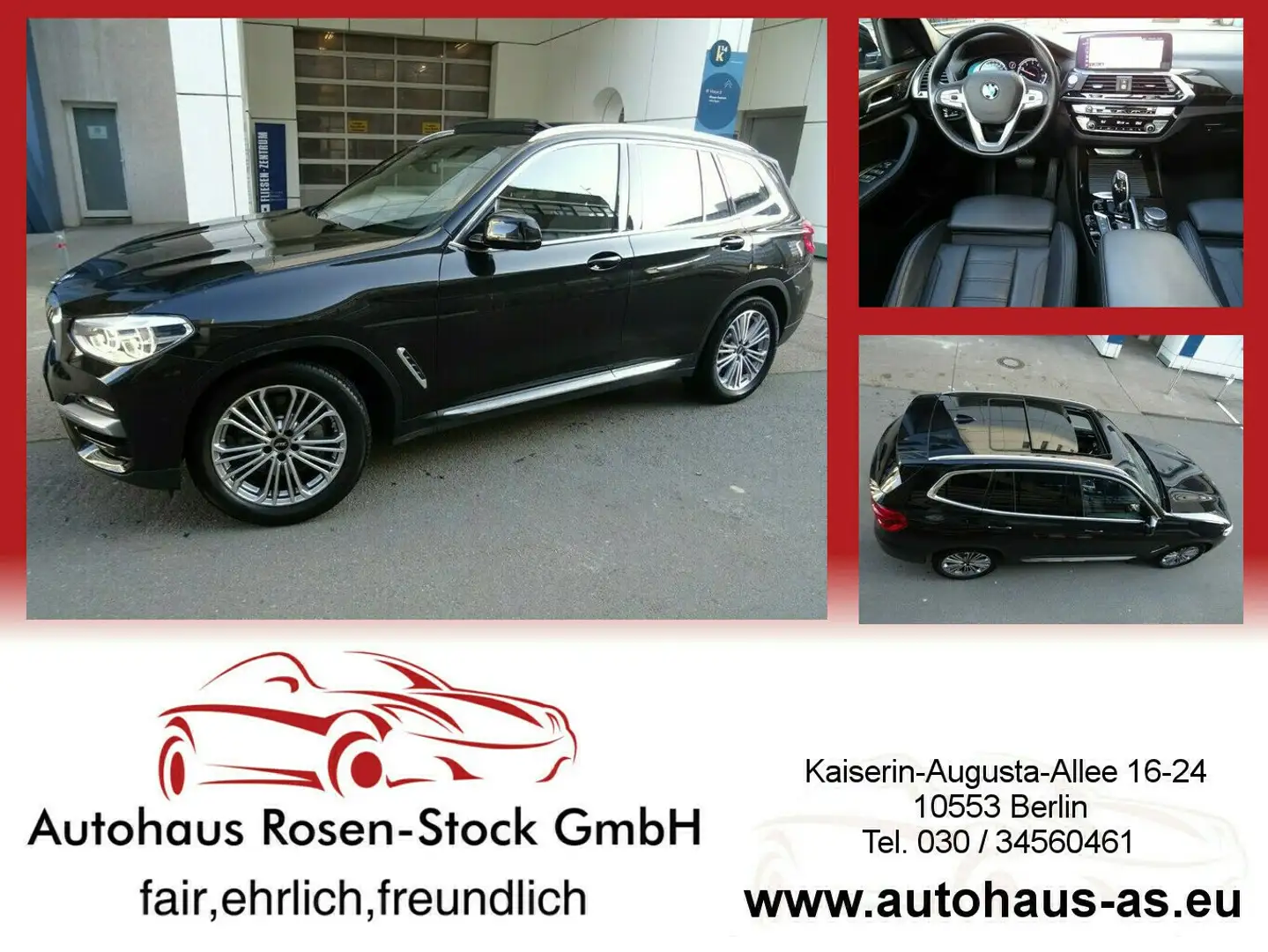 BMW X3 30 i xDrive Luxury SAG,AHK,360°,Leder,ACC,Panor Schwarz - 1