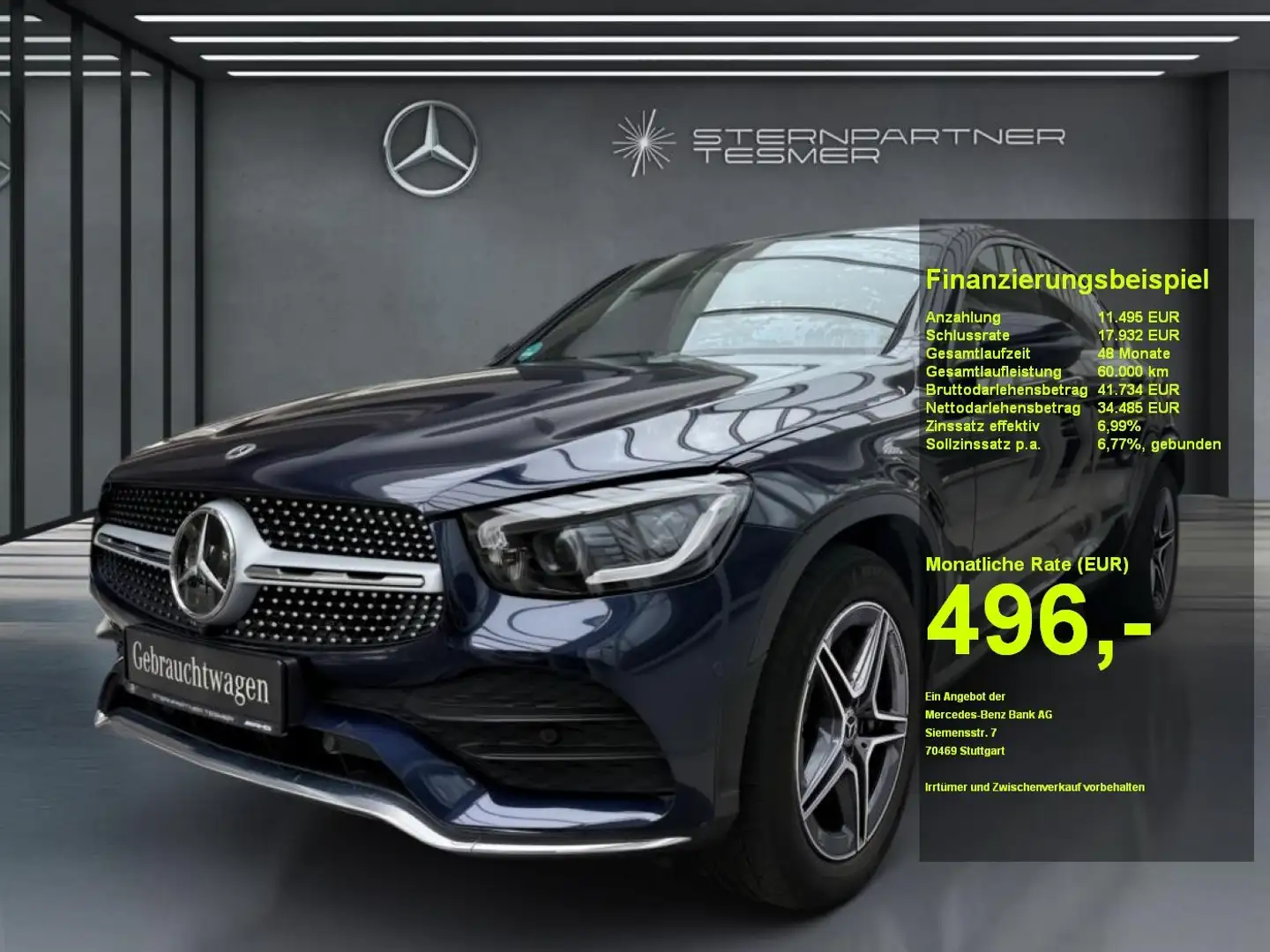 Mercedes-Benz GLC 400 d 4M AMG+StHz+S.DACH+AIRMATIC+360°+M.BEA Blauw - 1