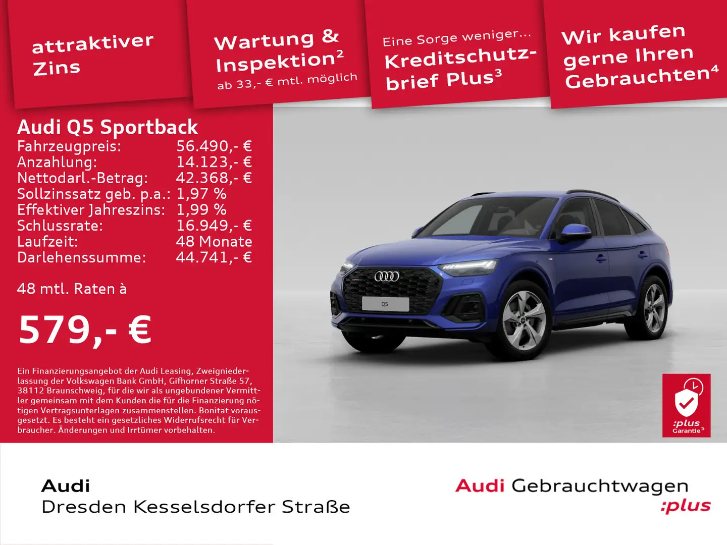 Audi Q5 S line 45 TFSI quattro 195(265) kW( Bleu - 1