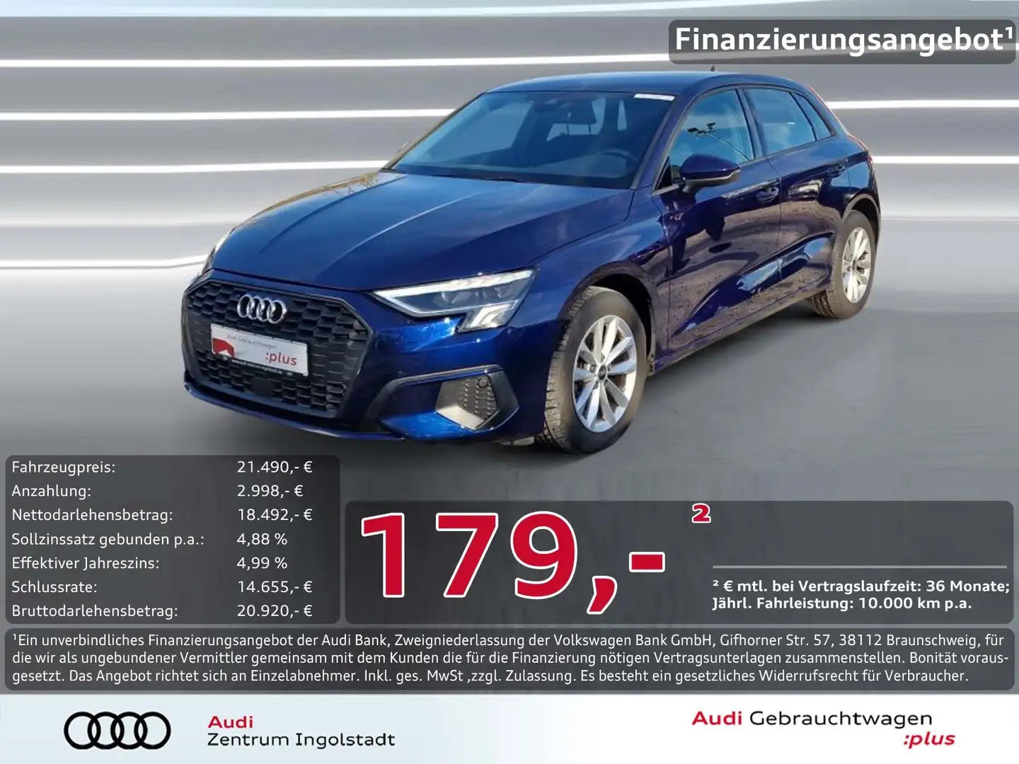 Audi A3 Sportback 30 TFSI LED NAVI PDC GRA virtual+ Blau - 1