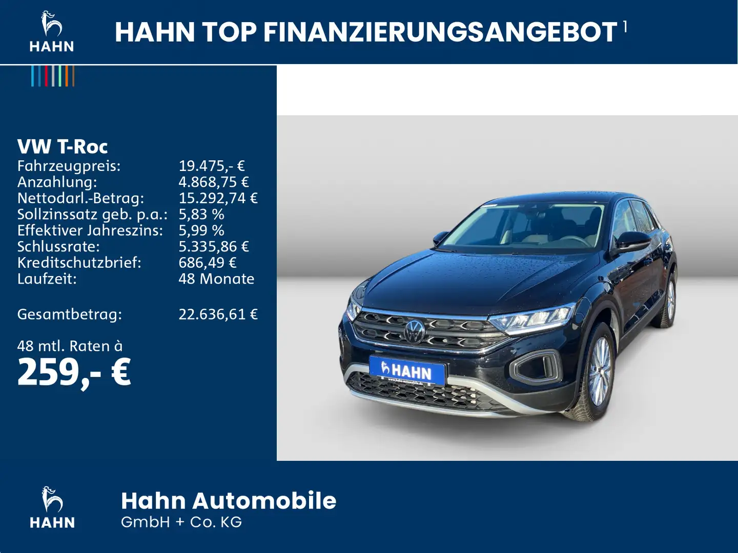 Volkswagen T-Roc 1.0TSI LED CarConnect Allwetter Climatr. Schwarz - 2