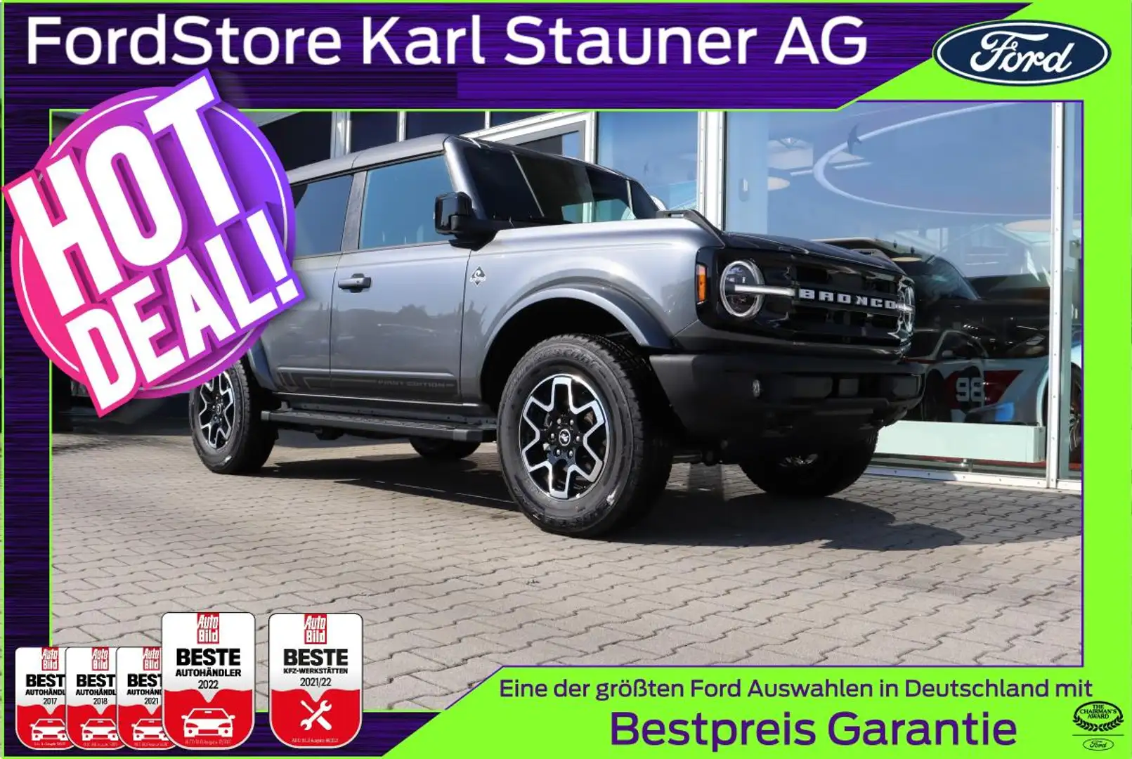 Ford Bronco 2.7 V6 EcoB 4x4 Outer Banks First Edition WIR GARA Grau - 1