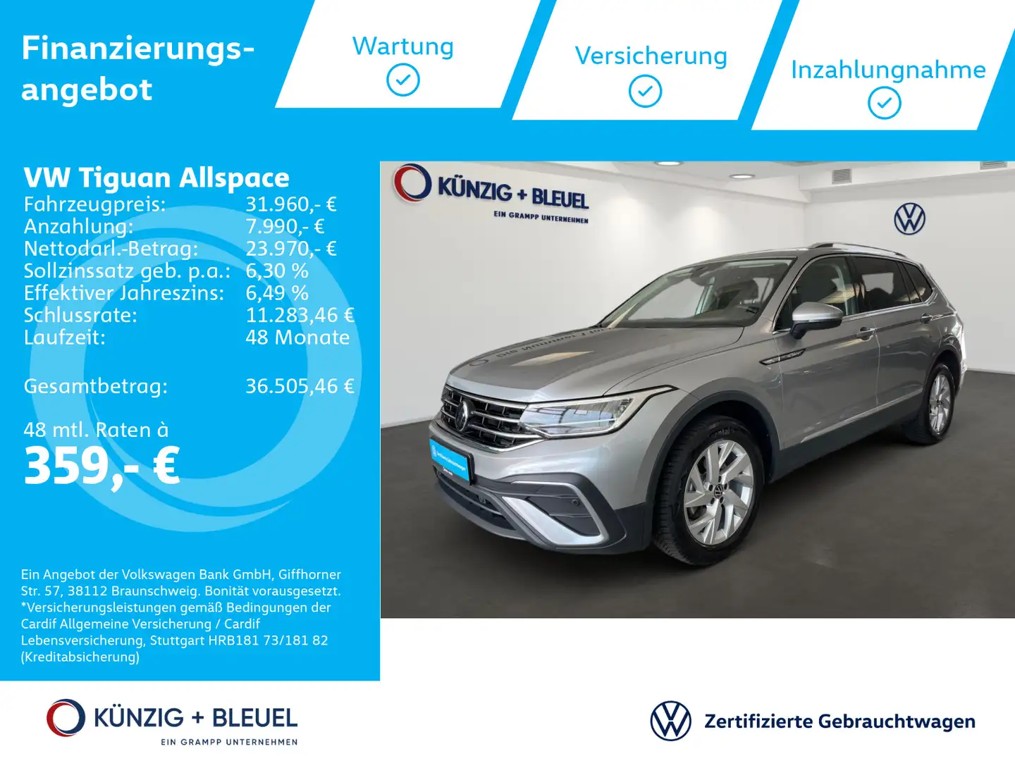 Volkswagen Tiguan Allspace Life 1,5 TSI DSG Nav*LED*ACC*AHK Argent - 1