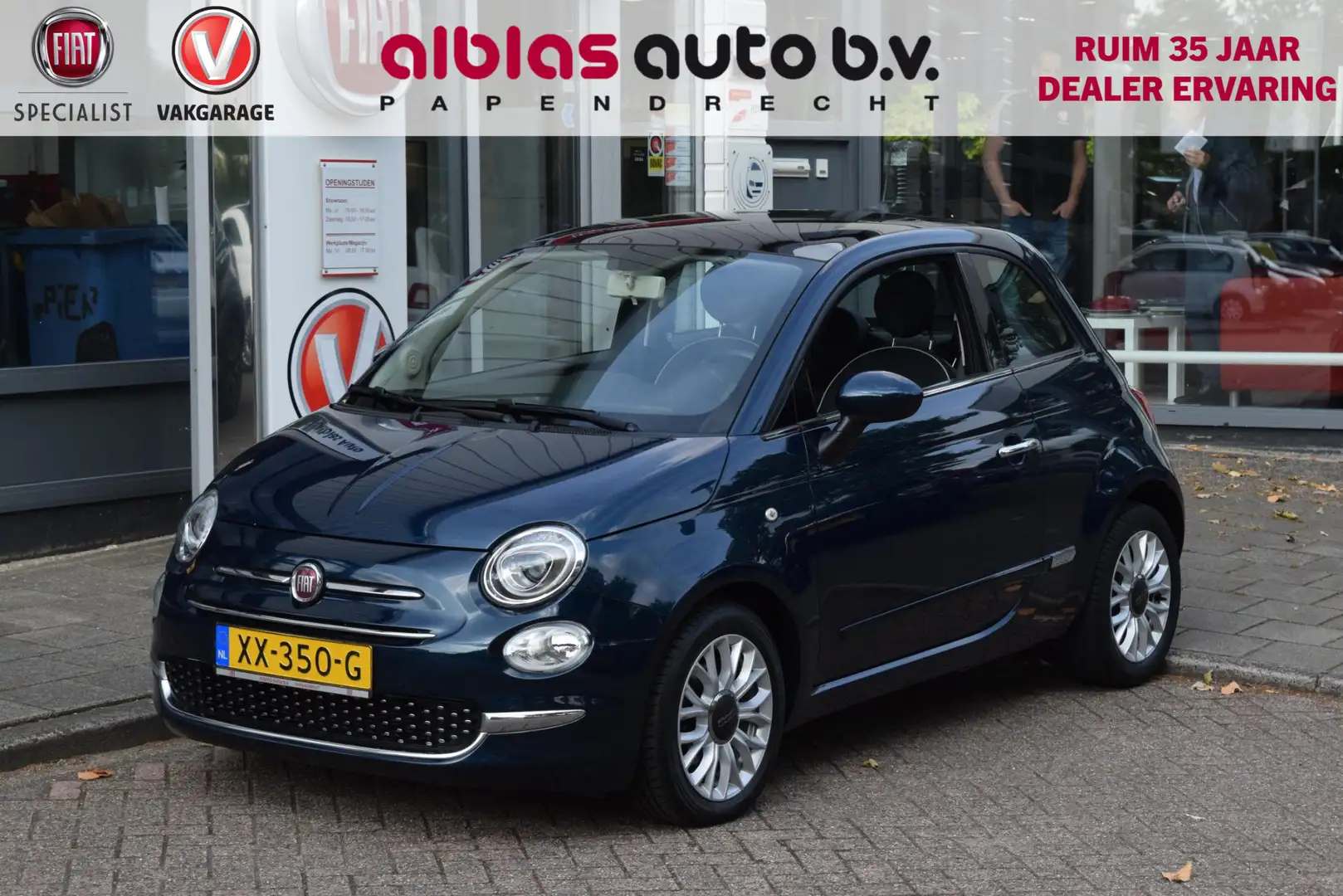 Fiat 500 80pk Lounge|Nav|Carplay|Clima|Cruise|PDC|Pano Blauw - 1