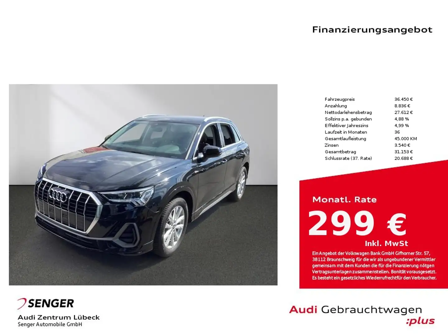 Audi Q3 35 TDI S line S tronic Nav PDC SHZ Carplay Schwarz - 1