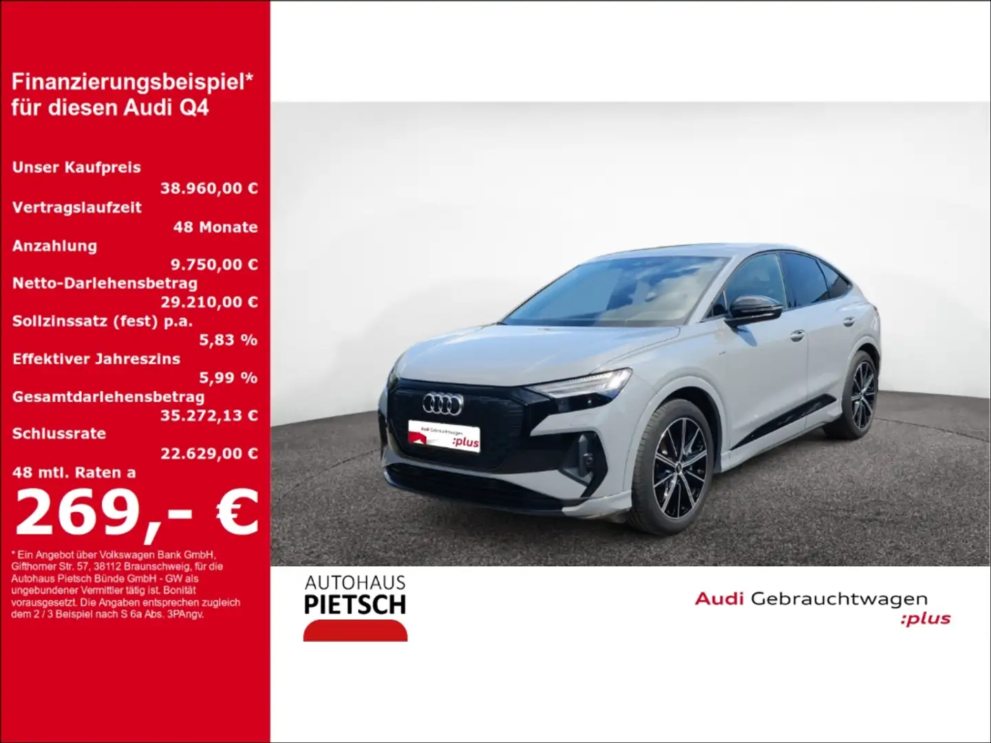 Audi Q4 e-tron Sportback 40 S-Line Matrix-LED NAVI VC PANO RFK PD Gris - 1