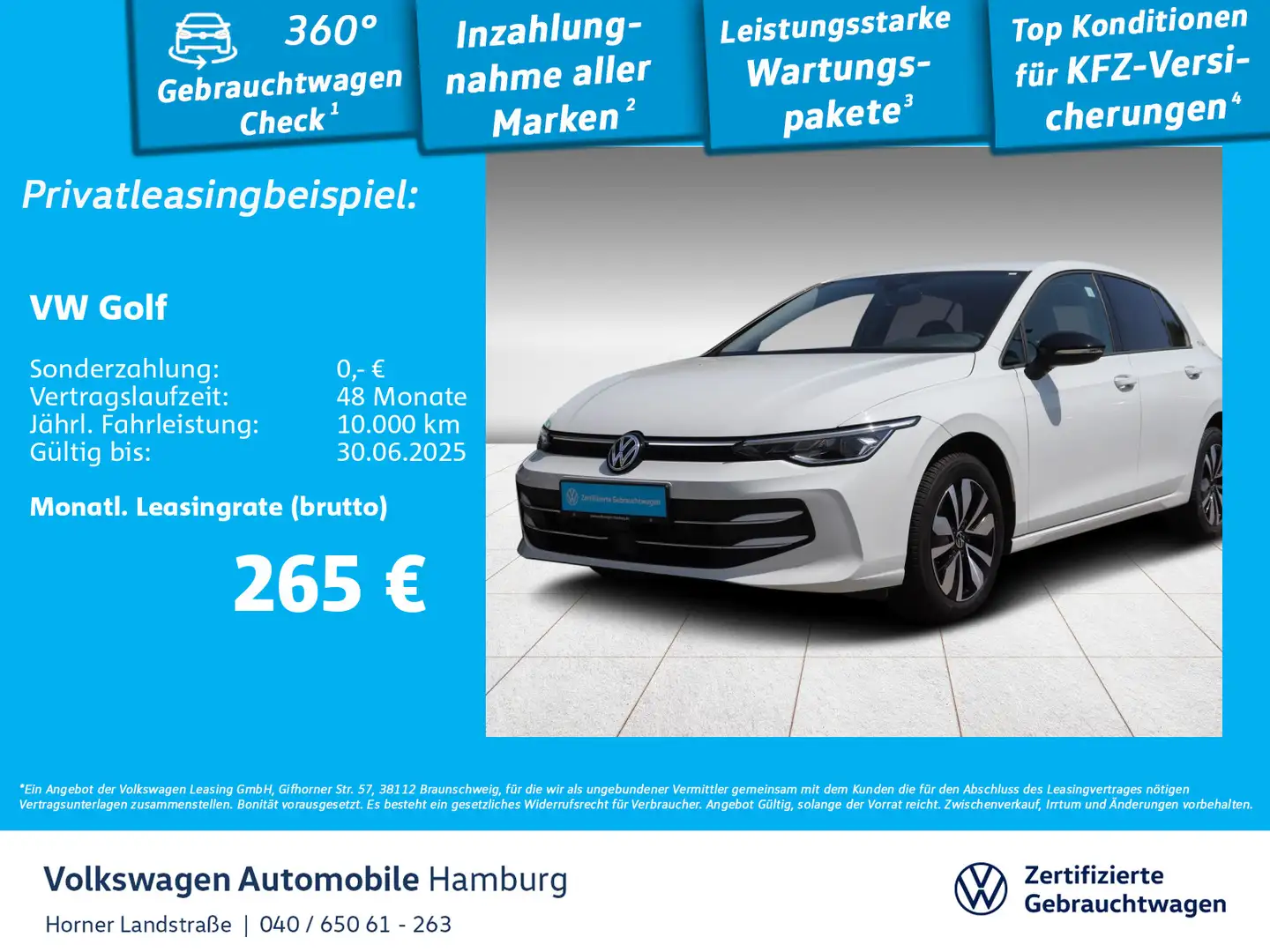 Volkswagen Golf VIII 1.5 TSI Goal AHK PDC Navi Sitzhzg LED Weiß - 1