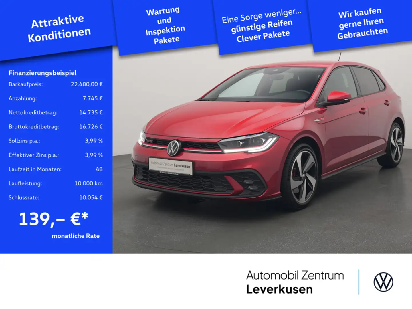 Volkswagen Polo GTI DSG ACC VIRT MATRIX CARPLAY PORT NAV Rot - 1