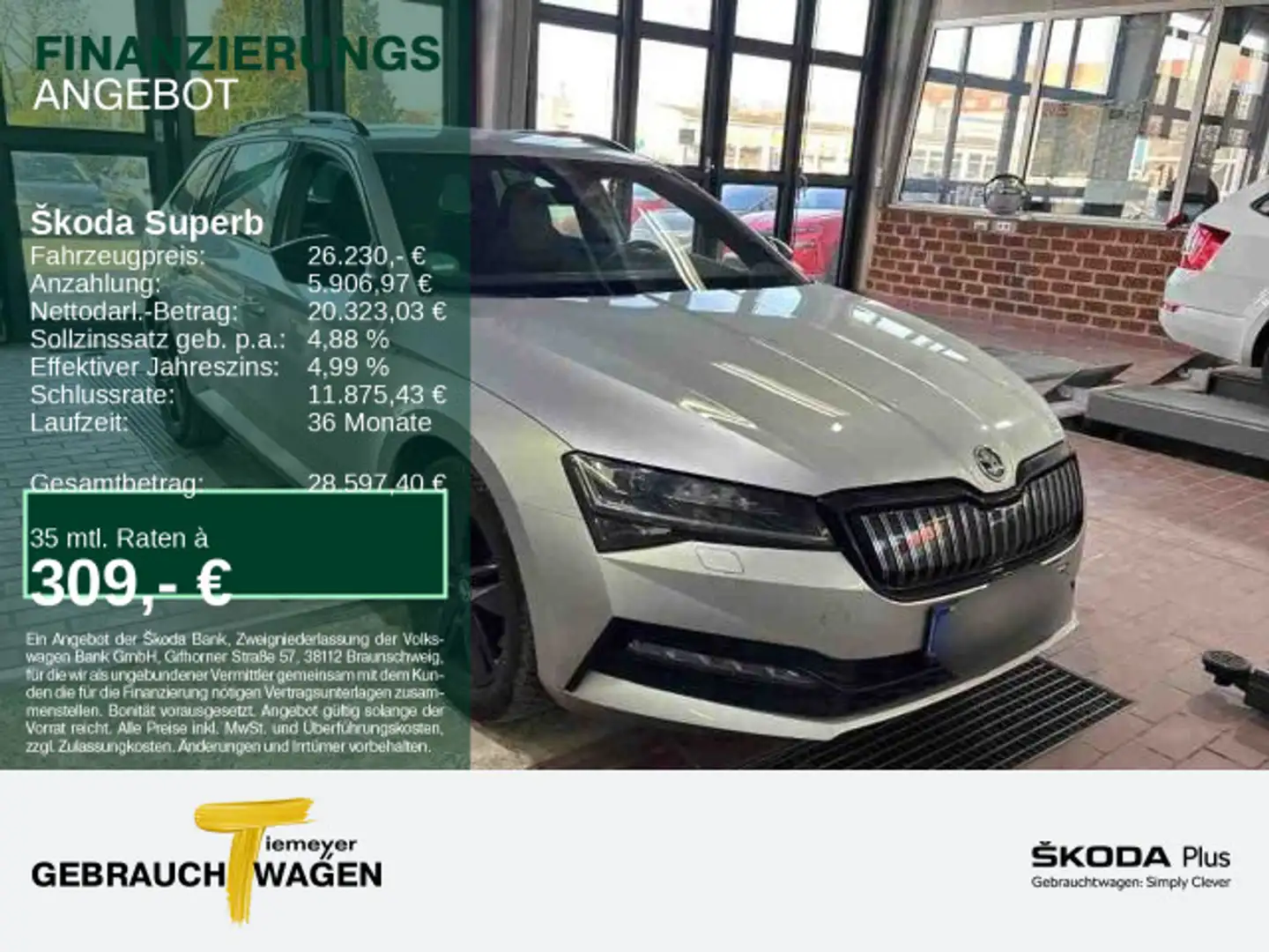 Skoda Superb Combi iV SPORTLINE LM19 AHK eSITZE STANDH Silber - 1