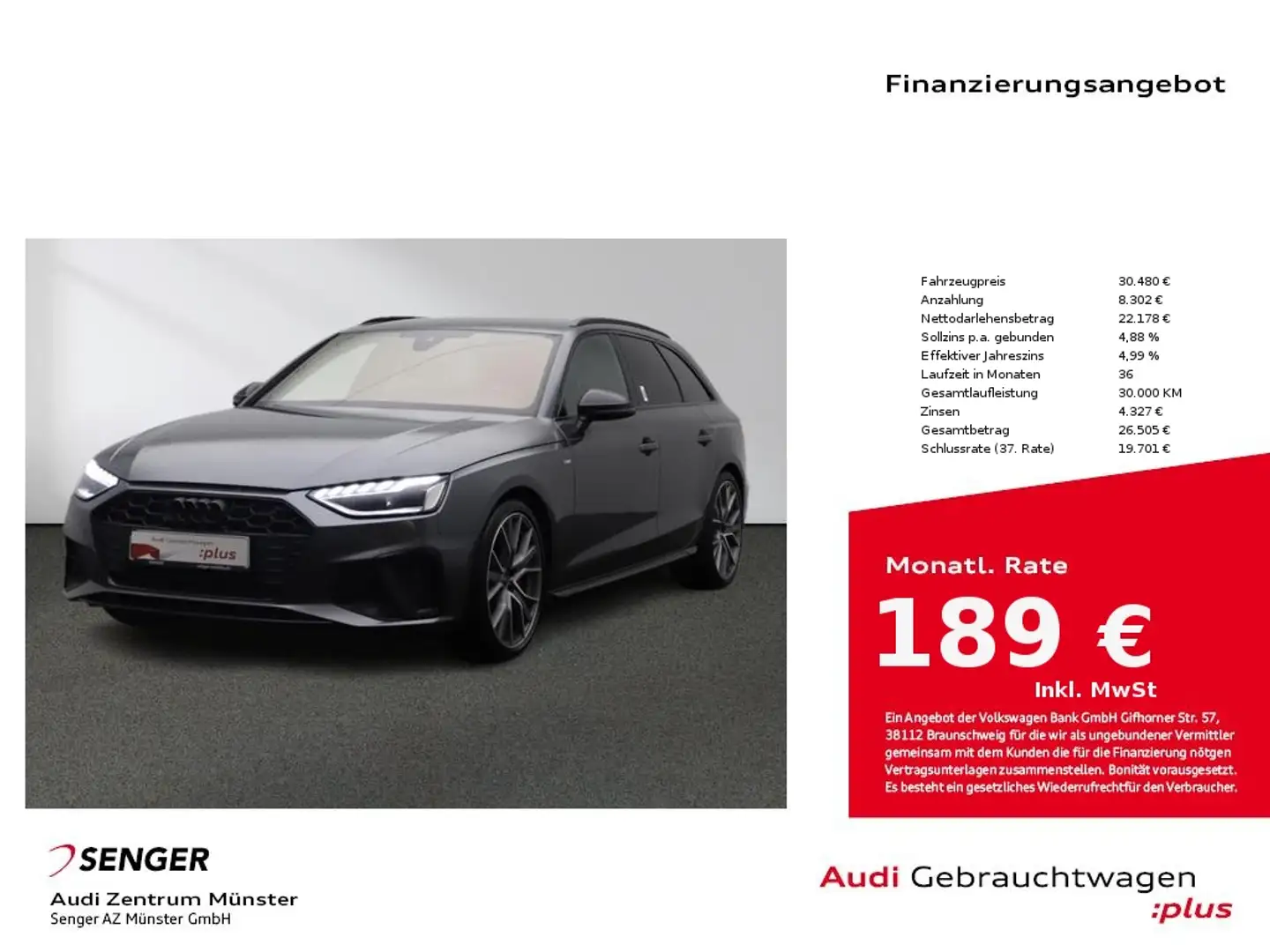 Audi A4 Avant 40 TDI S line MMI LED Digitalescockpit Grau - 1