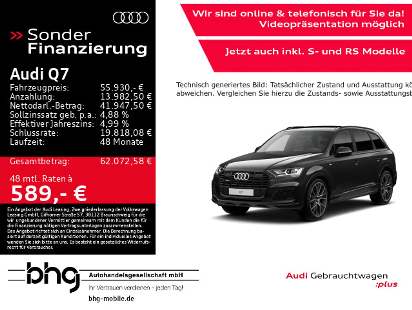 Audi Q7 55 TFSI quattro S-line LED/AHK/Standhz./ACC/ Schwarz - 1
