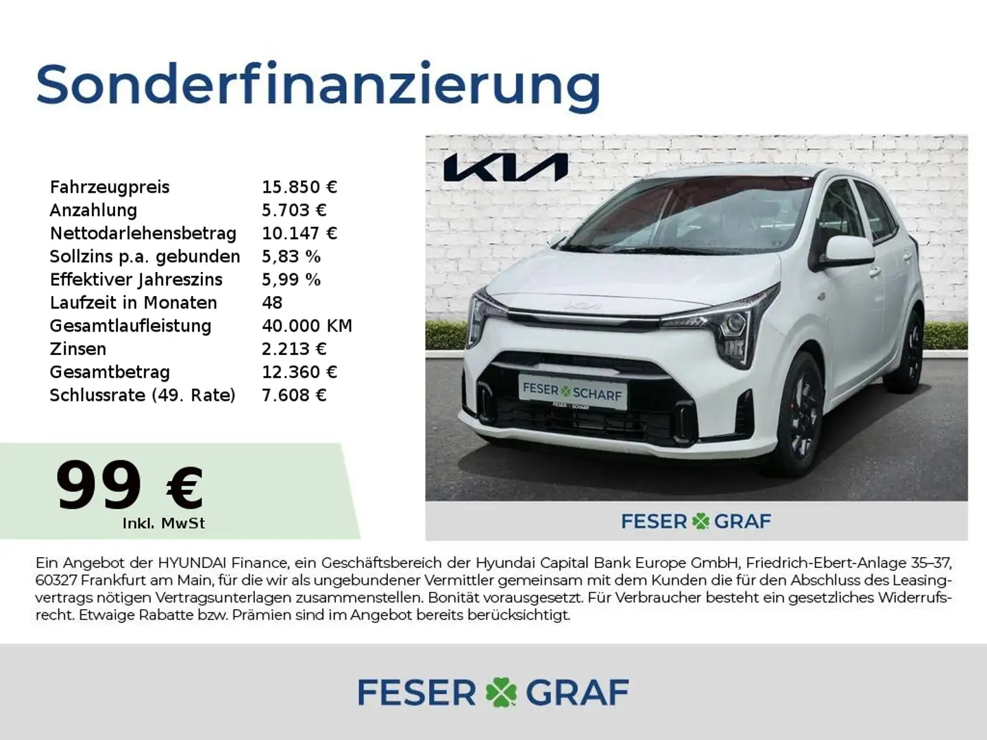 Kia Picanto PE2 1.0 VISION Navi Sitzh Klima Tempomat Alb - 1