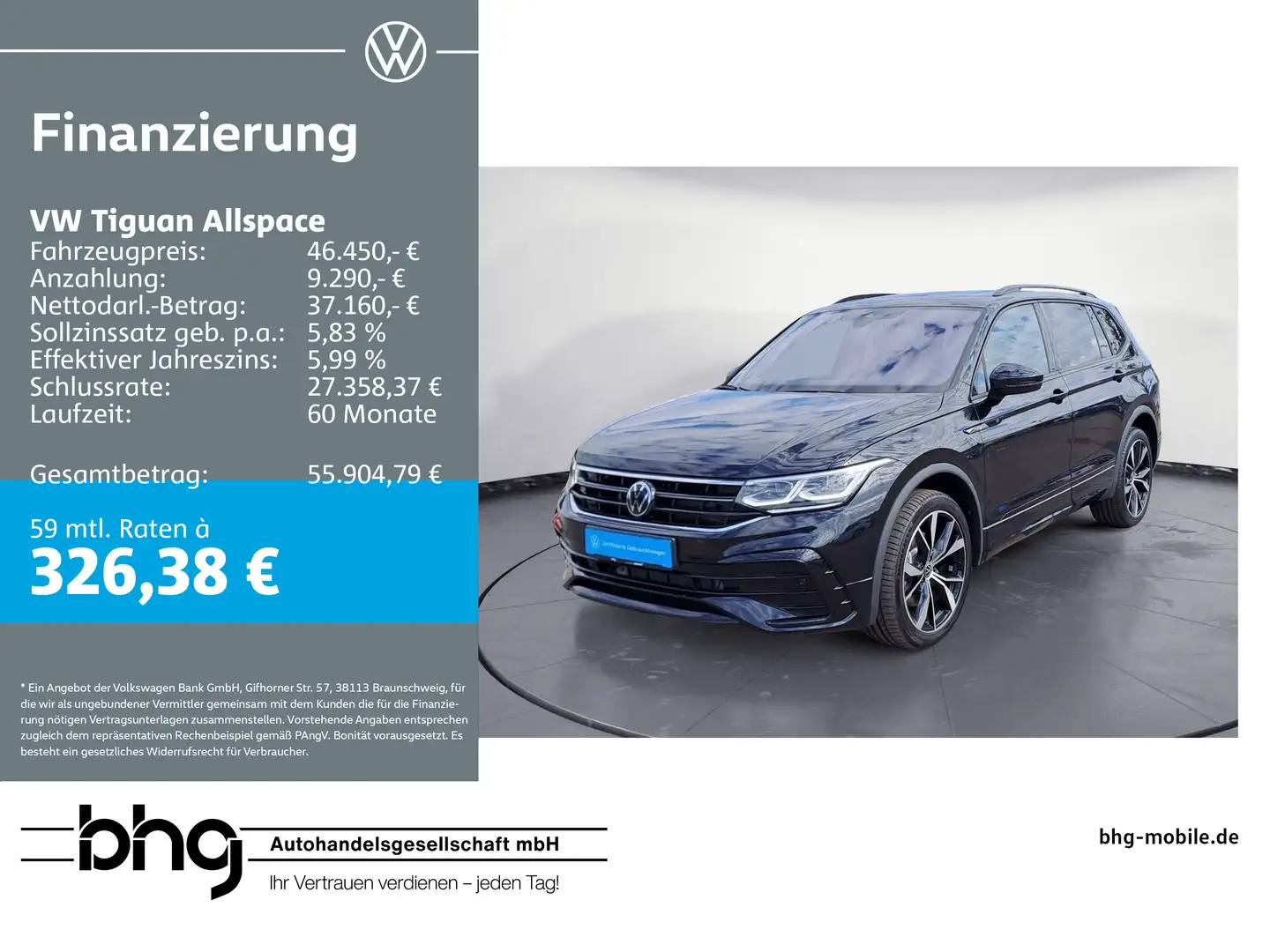Volkswagen Tiguan Allspace 2.0 TDI DSG 4Motion R-Line AHK Schwarz - 1