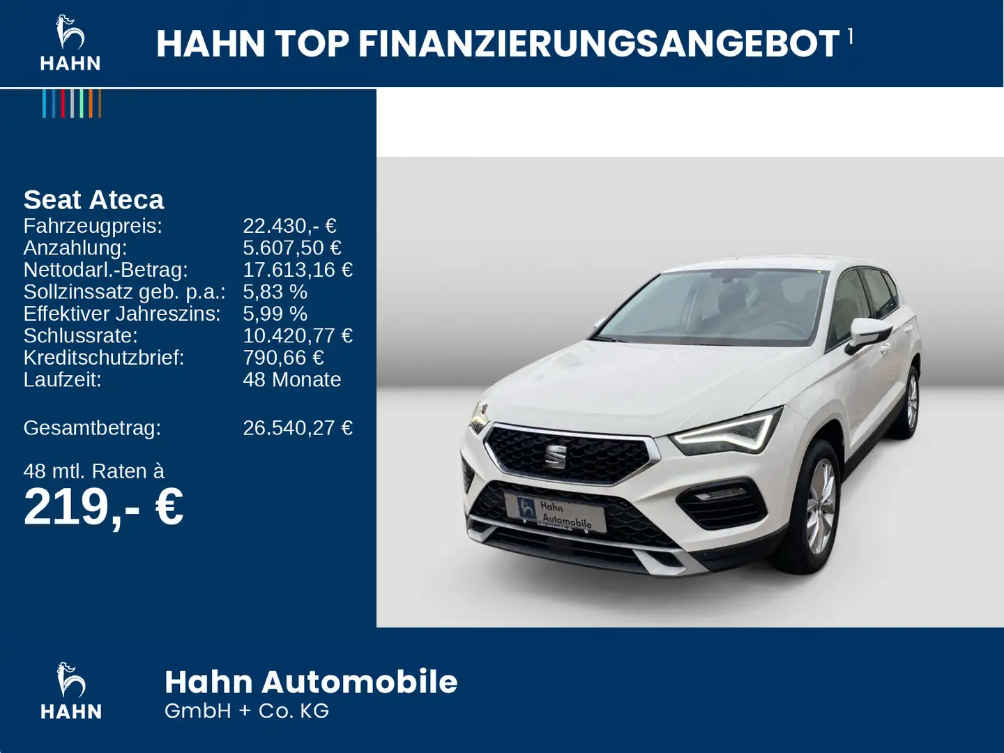 SEAT Ateca 2.0TDI Style LED AHK APP Sitzhzg GRA DAB Weiß - 2