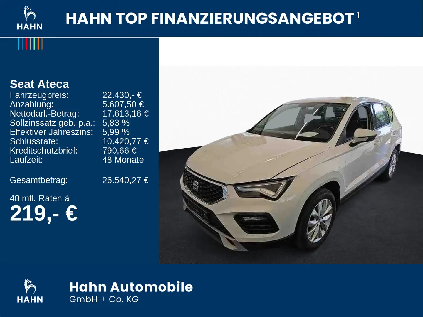 SEAT Ateca 2.0TDI Style LED AHK APP Sitzhzg GRA DAB Blanc - 2