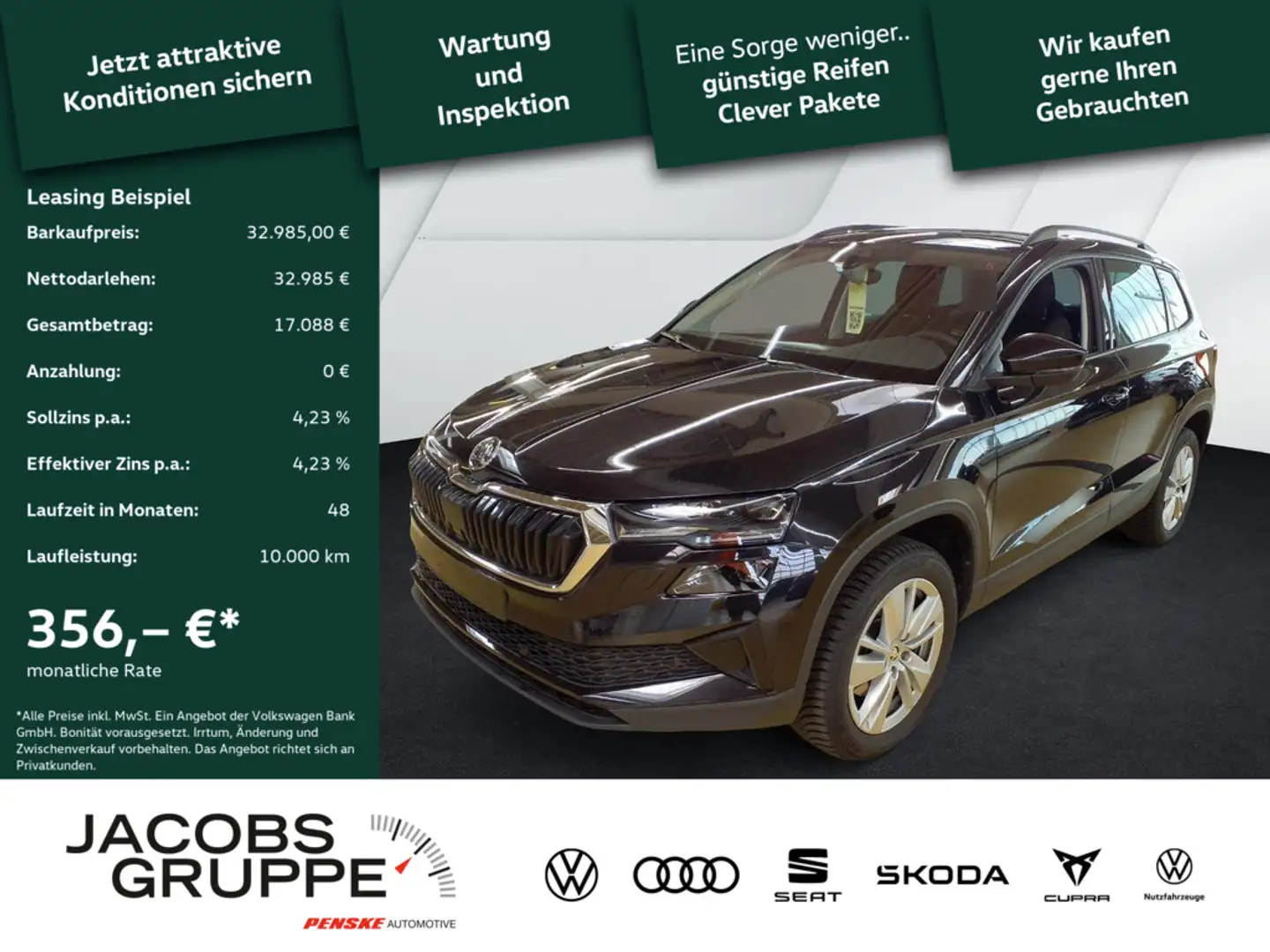 Skoda Karoq 1.5 TSI Selection AHK,Navi,Matrix,ACC,P Zwart - 1