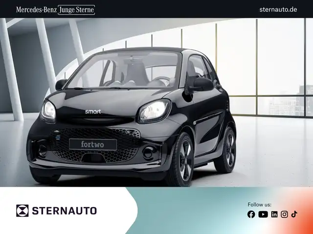 smart forTwo EQ  coupe Media Display Winterpaket Cool A Passion Klima/Sitzhzg./MF-Lenkrad/BC/Tempomat/Leder/eFH./Volldach Schwarz