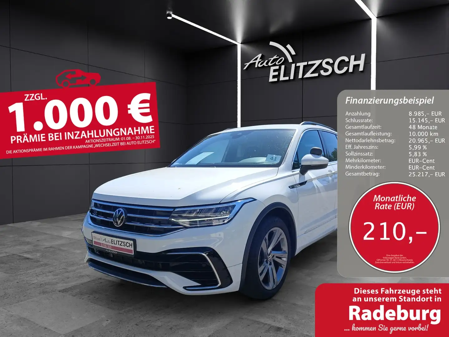 Volkswagen Tiguan R-Line TDI LED ACC VC AHK RearView Ambiente Air... Weiß - 1