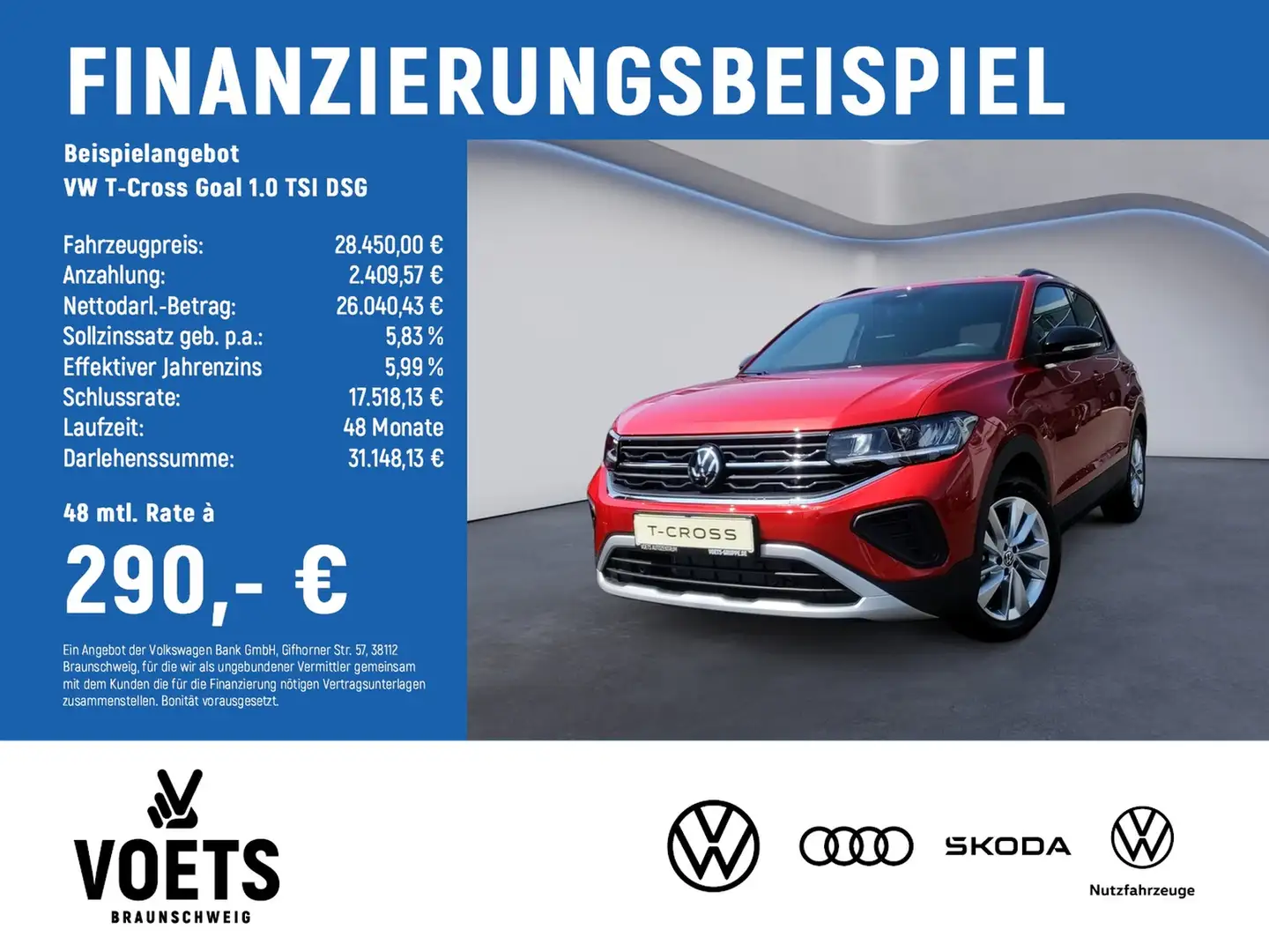 Volkswagen T-Cross Goal 1.0 TSI DSG TravelAssist+Keyless Rot - 2