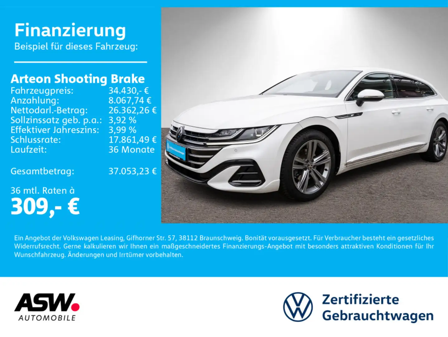 Volkswagen Arteon R-Line 2.0 TDI 4M DSG AHK Blanc - 1