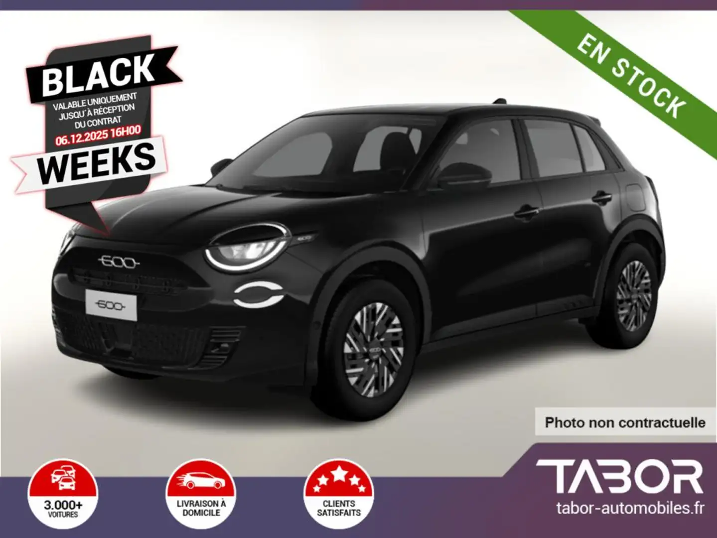 Fiat 600 600e RED LED PDC reg CarPlay 11kWOBC BT Noir - 1