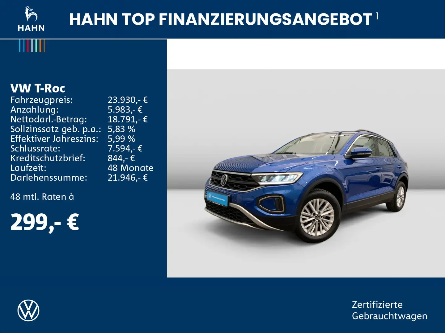 Volkswagen T-Roc 1.5 TSI DSG Life App-Connect Standheizung Bleu - 2