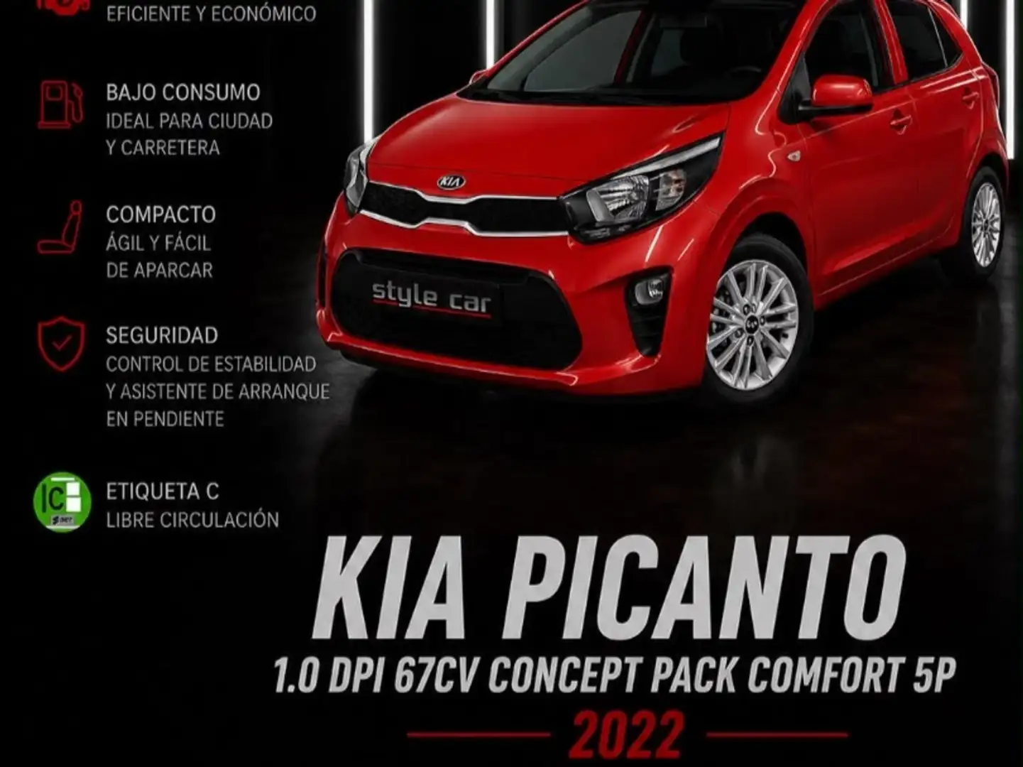 Kia Picanto 1.0 DPi Concept Pack Confort Rojo - 1