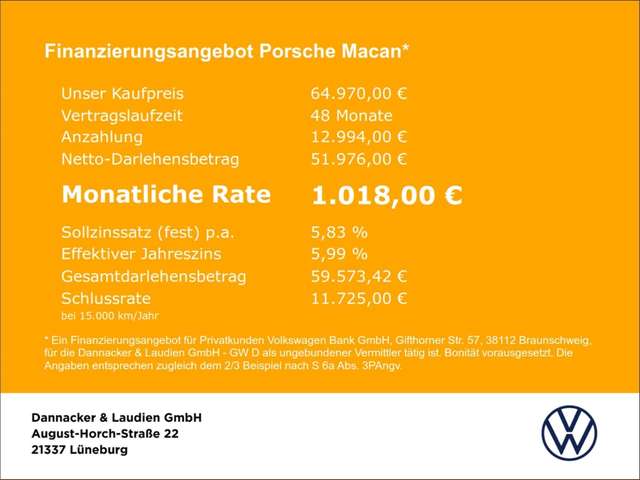 Porsche Macan Turbo 2.9 Alu LED Leder Pano Bose Standh. Navi Kam