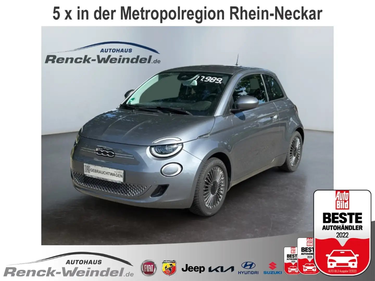 Fiat 500e Icon Navi Apple CarPlay Android Auto Klimaautom Fa Grau - 1