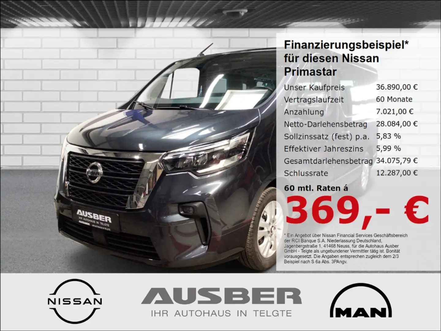 Nissan Primastar Kombi L1H1 2,8t TEKNA AHK-Auflastung 2.760kg 8Sitz Grau - 1