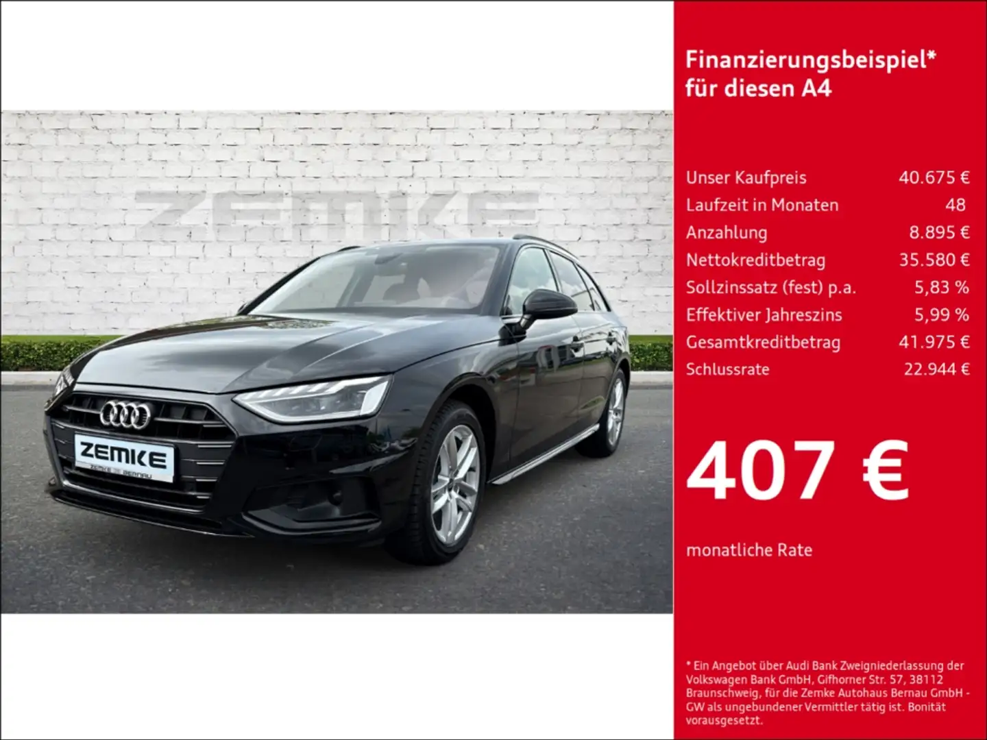 Audi A4 Avant 40 TDI advanced StandHZG AHK-klappbar Navi D Noir - 1