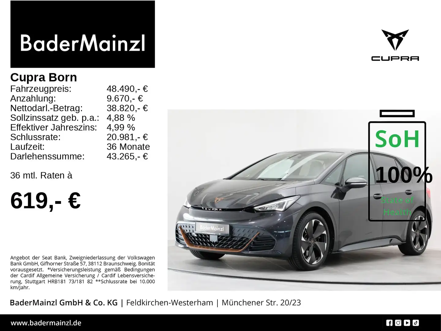 CUPRA Born 82 kWh Kam. HUD Beats Mirror Link ACC SHZ Grau - 1