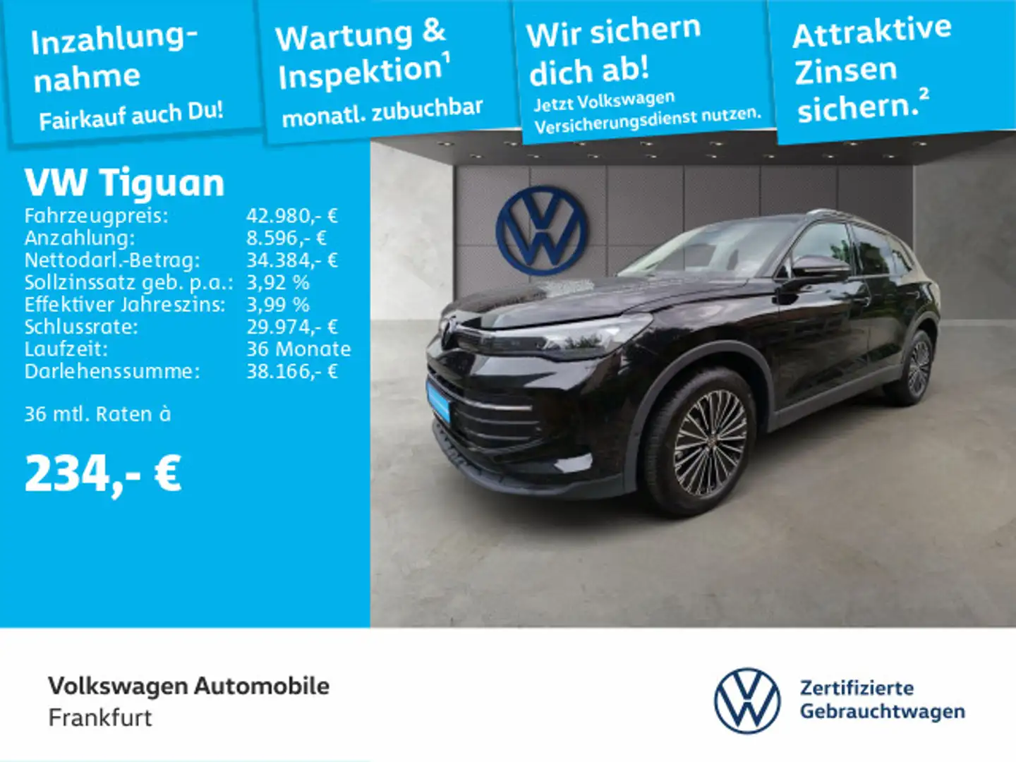 Volkswagen Tiguan 2.0 TDI 4Motion Life Navi IQ.Light DAB+ F Schwarz - 1