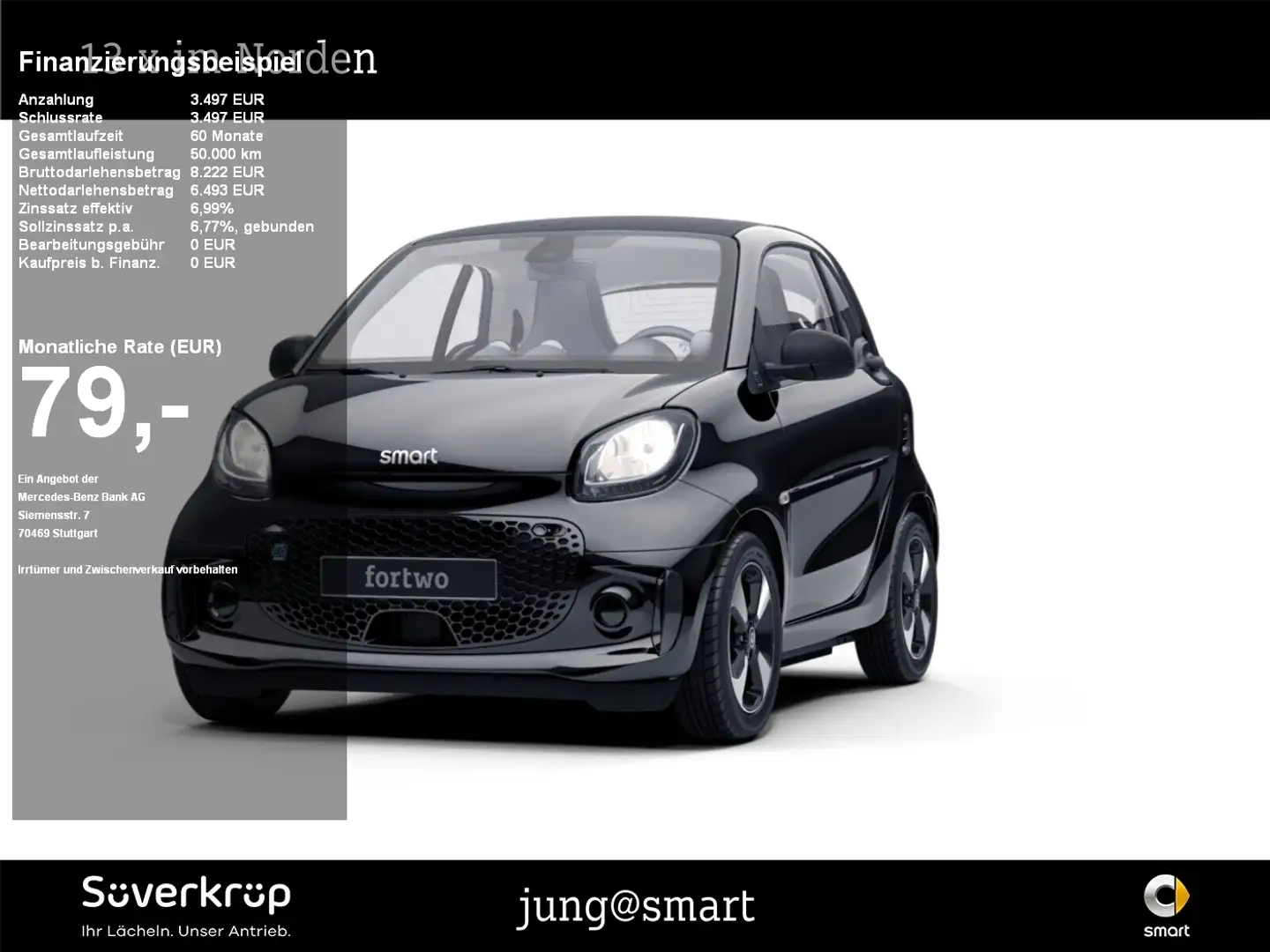 smart forTwo EQ  passion 22KW SHZ PDC Noir - 1