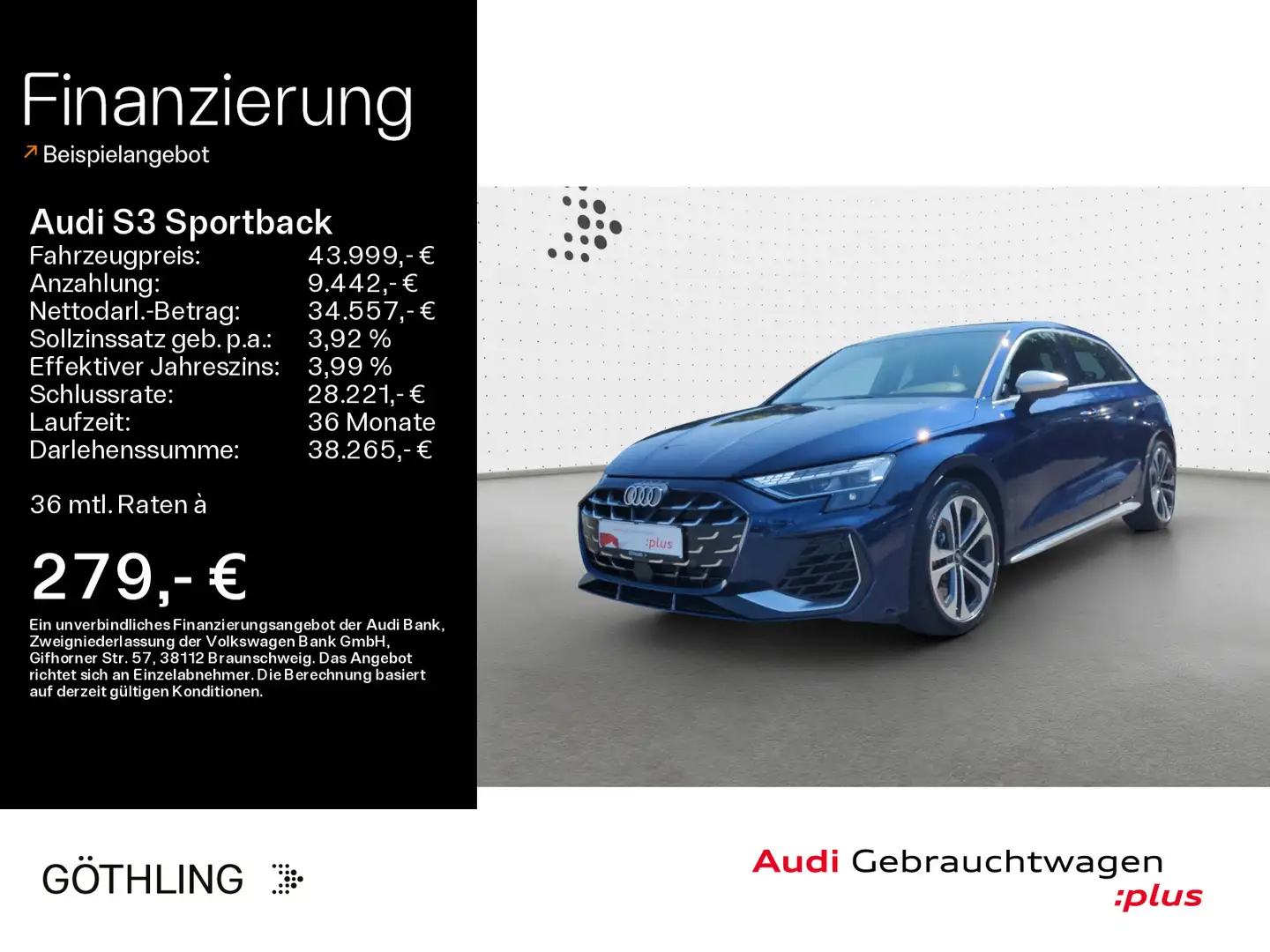 Audi S3 TFSI S tro*LED*Virtual*Navi+*S-Sitz Blau - 1