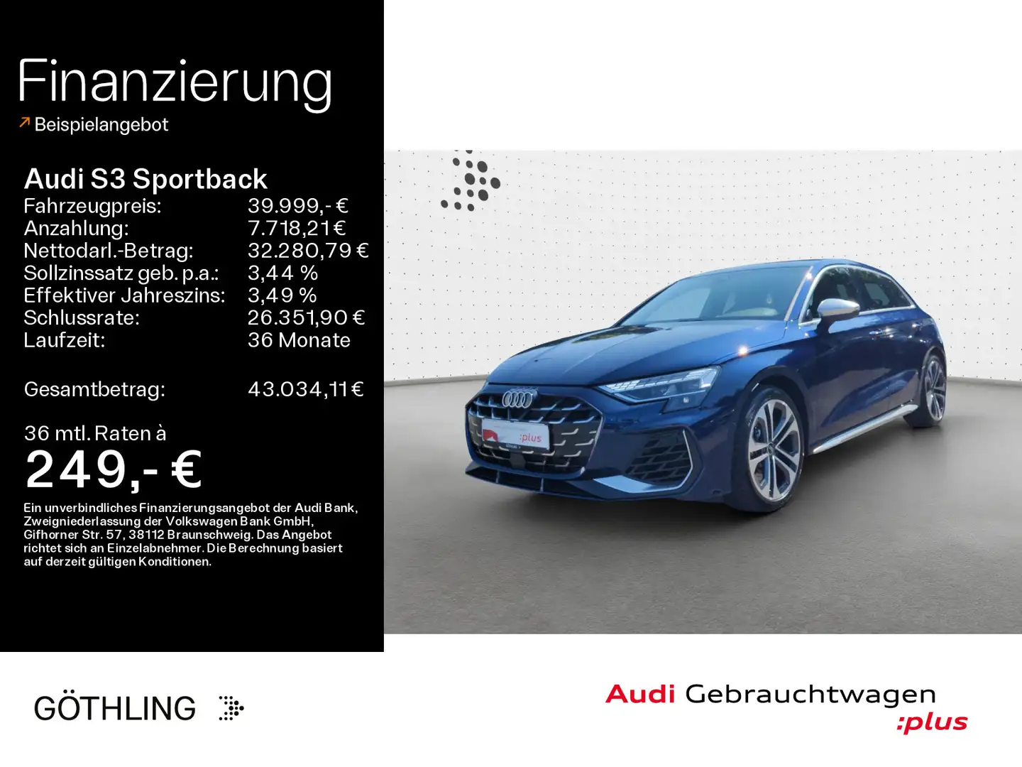 Audi S3 TFSI S tro*LED*Virtual*Navi+*S-Sitz Blau - 1