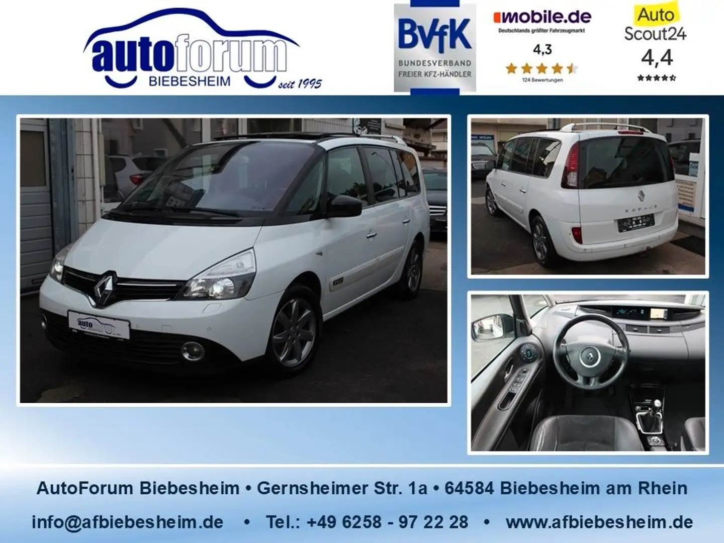 Renault Grand Espace 2.0 dCi Panorama*Xenon*AHK*1.Hand.. Weiß - 1