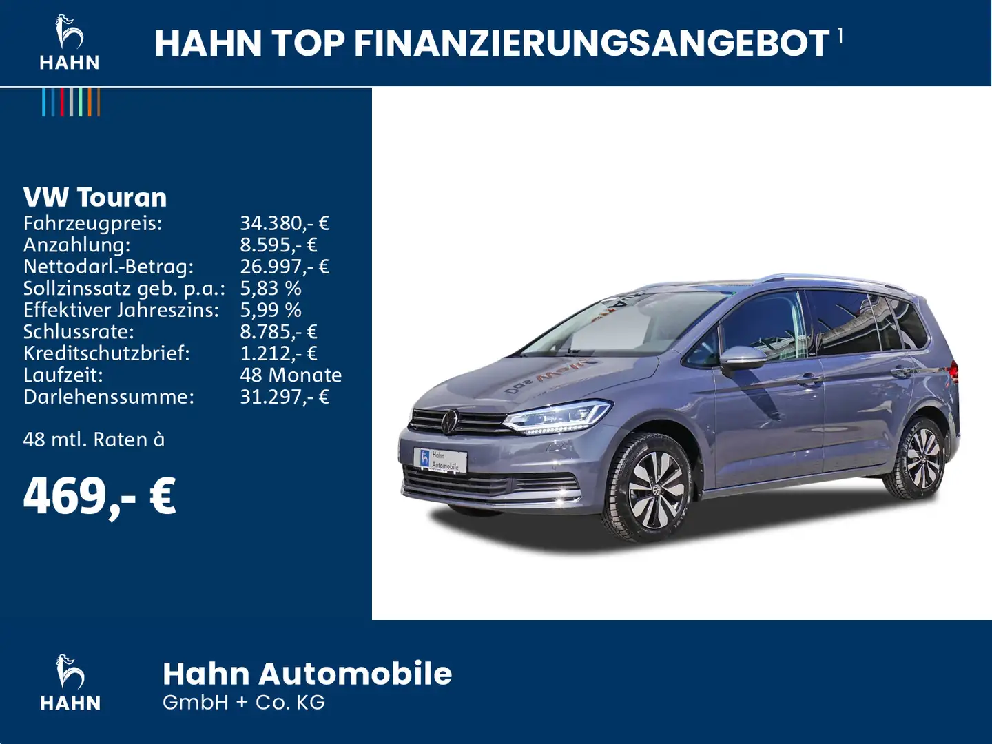 Volkswagen Touran 1.5TSI DSG Move 7-Sitzer AHK Cam ACC Navi Grau - 2