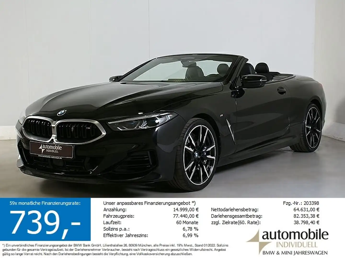 BMW M850 i xDr. Cabrio ACC Laser LiveCockpit Sitzbel. Noir - 1
