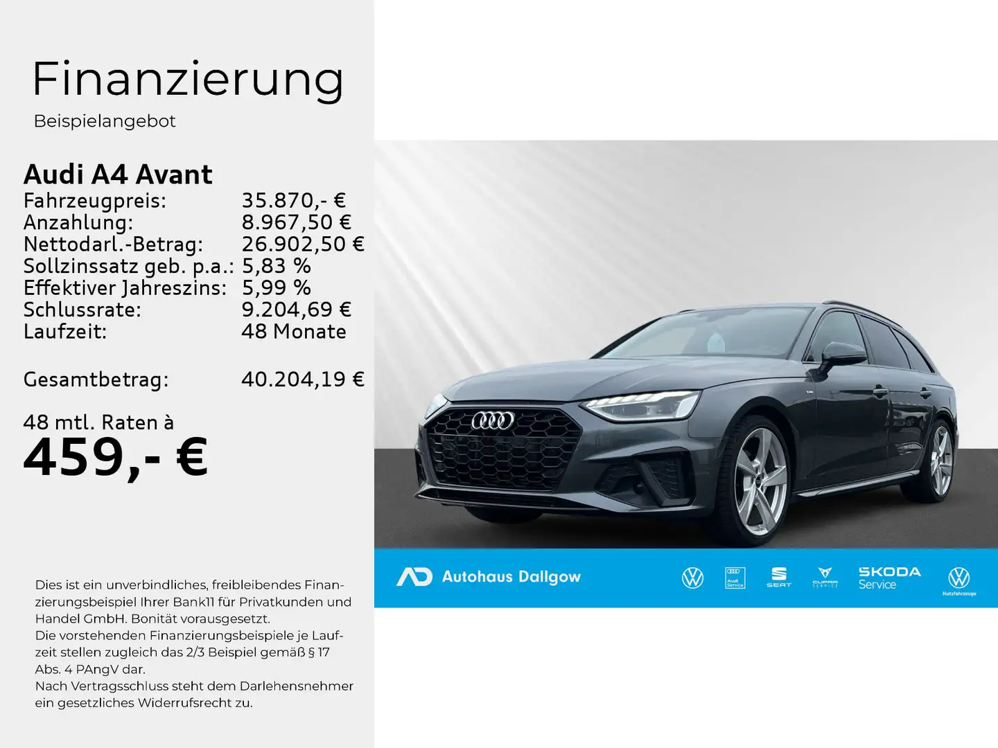 Audi A4 S line 35 TFSI ACC+Totwinkel-Assistent+ Grau - 2