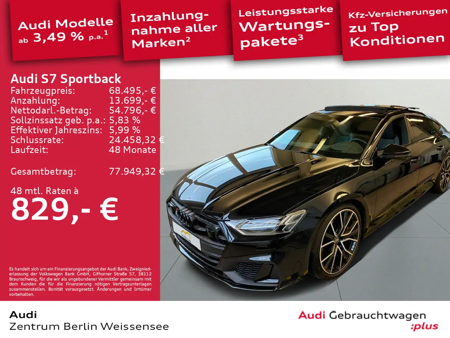 Audi S7 3.0 TDI*QU*MATRIX*HUD*B&O*LUFT*PANO Schwarz - 1
