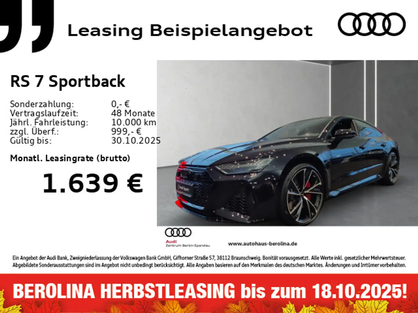 Audi RS7 RS7 Sportback performance *HD-MATRIX*PANO*B&O* Noir - 1