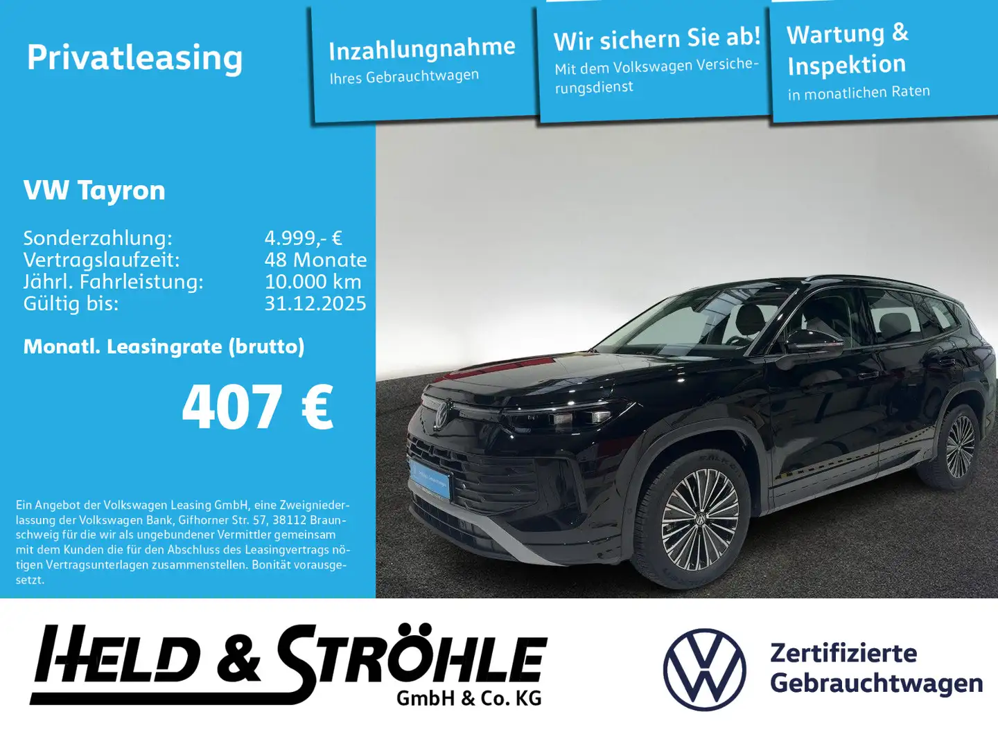 Volkswagen Tayron Life 1.5 eTSI DSG LED NAV AHK KAM IDA ACC Schwarz - 1