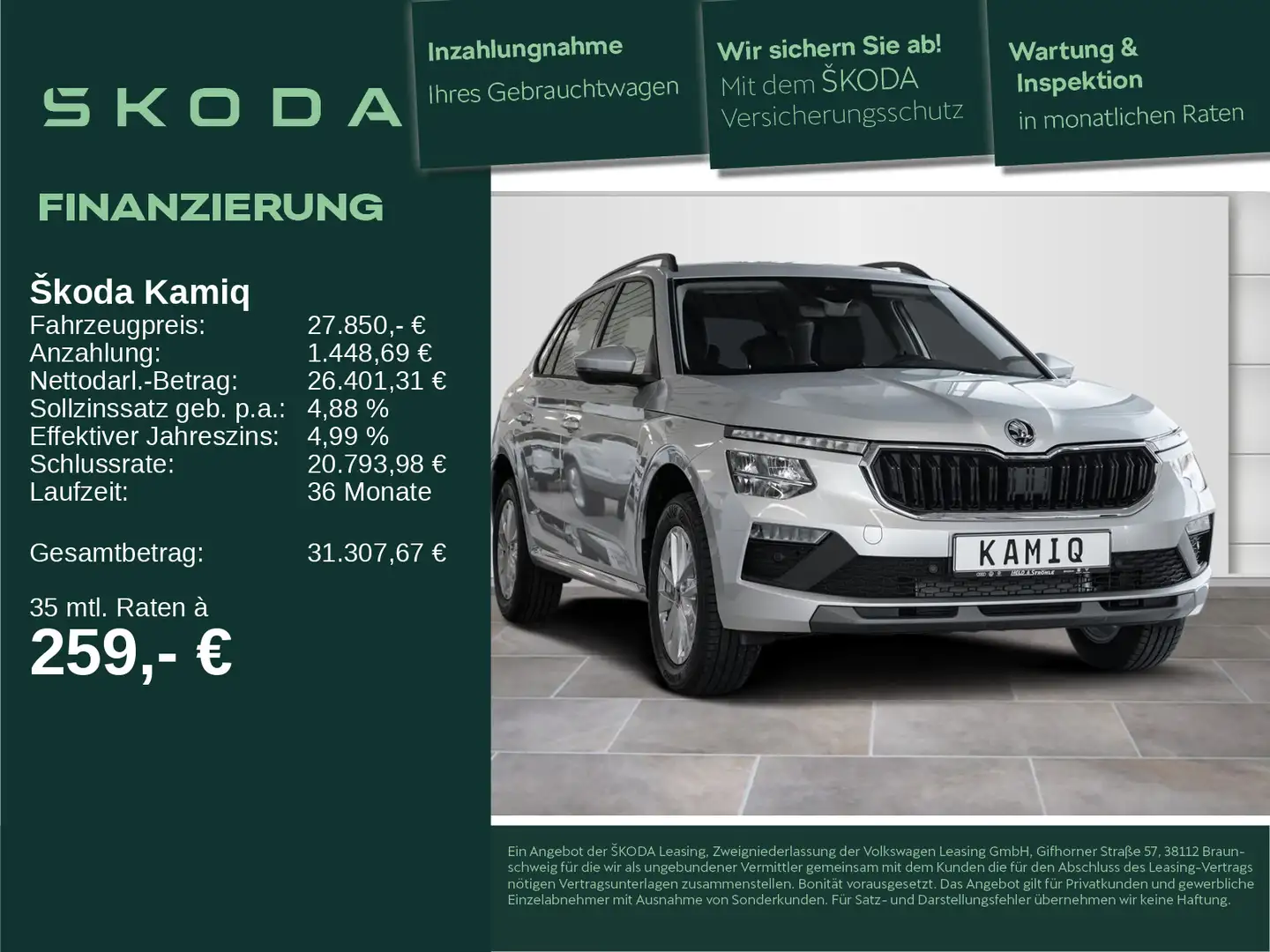Skoda Kamiq Selection 1.0 TSI DSG LED NAV ACC KAM SHZ Silber - 1