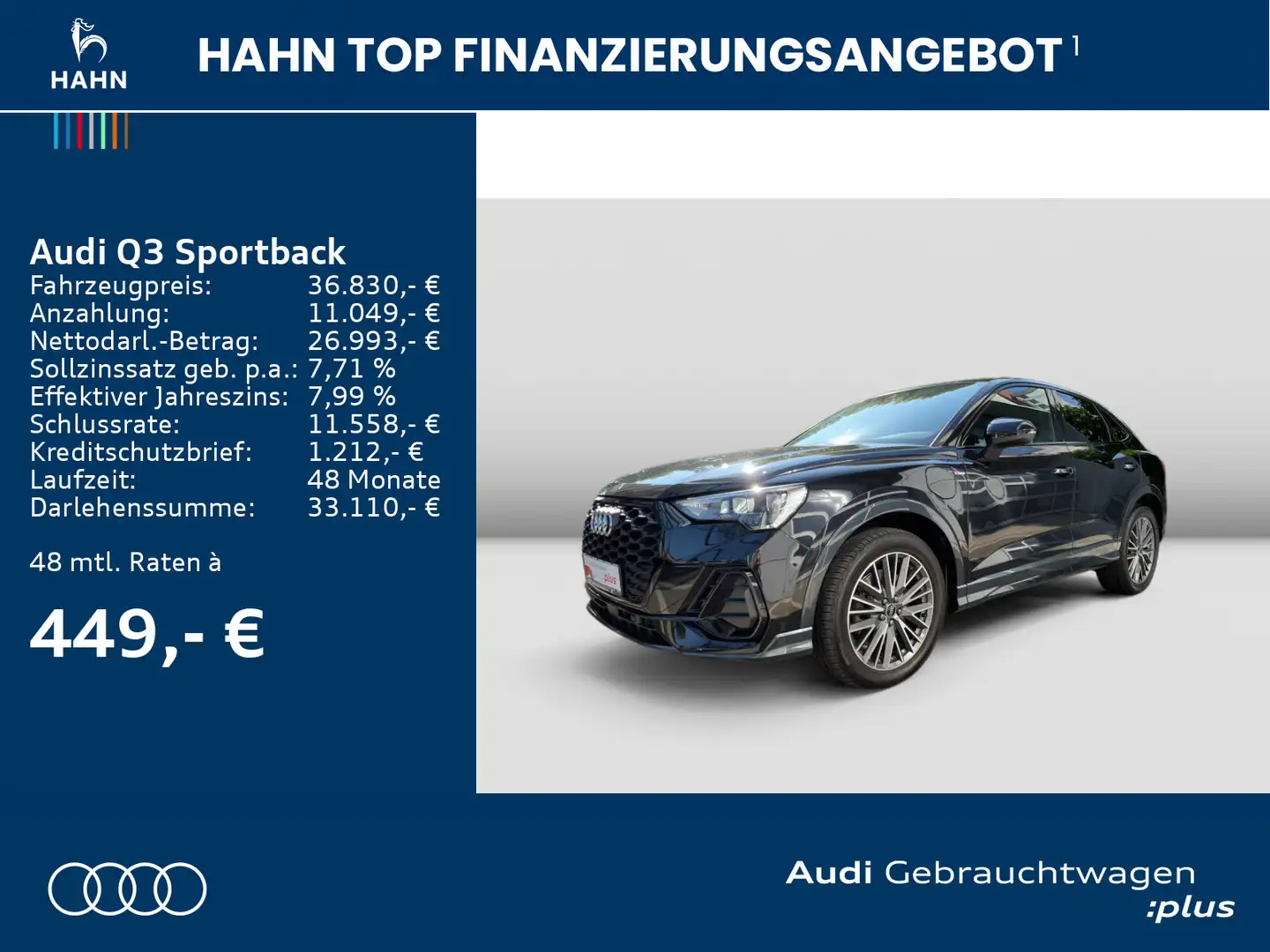 Audi Q3 45TFSIe S-trnc S-line Navi Virtual Schwarz - 2