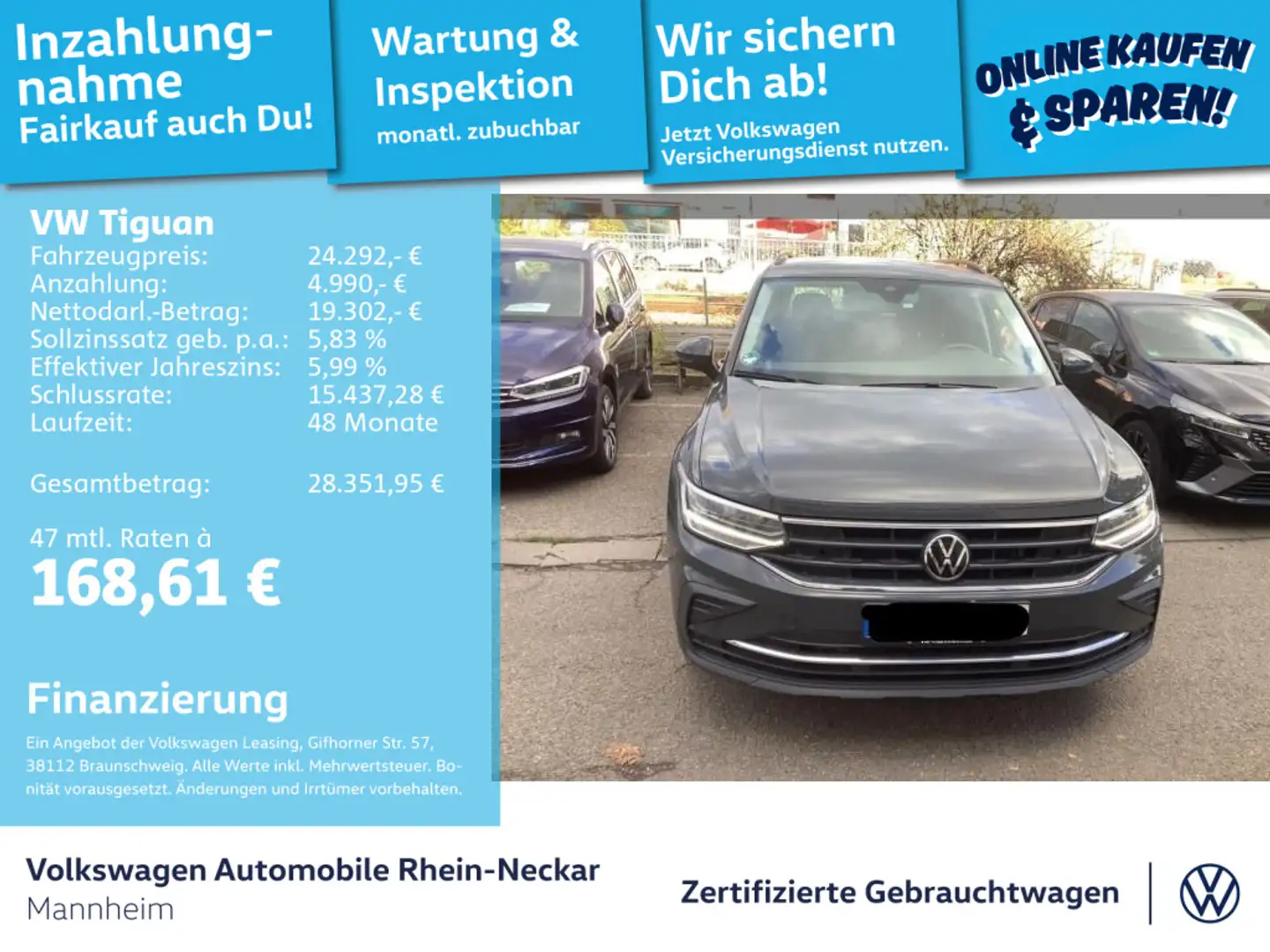 Volkswagen Tiguan 1.5 TSI Life AHK Navi uvm Grau - 1
